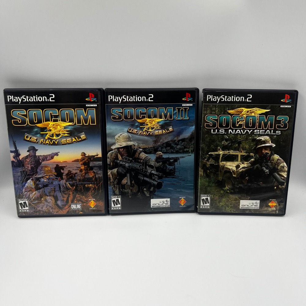 SOCOM US Navy Seals Trilogy PS2 Bundle 1 2 3 Sony PlayStation 2 CIB Manuals